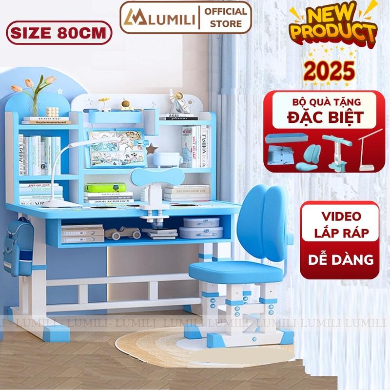 Bàn ngồi học trẻ em chống gù Lumili E06 bàn ghế học sinh chống cận tăng chỉnh độ cao thông minh, bàn học sinh giá tốt