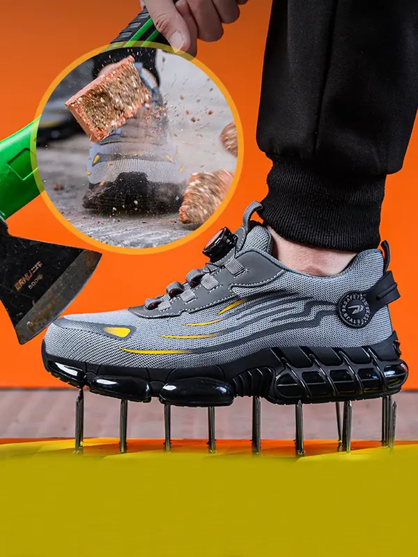 Men's Sporty Lace Up Hiking Shoes, Casual Comfortable Breathable Sports Shoes, Fashionable Anti-smash and Anti-puncture Shoes for Daily Wear 5