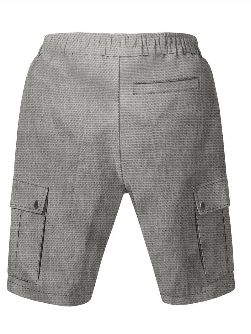 Product Introduction of Men's Solid Flap Pocket Cargo Shorts, Regular Fit Casual Fashion Comfy Shorts for Summer, Men's Bottoms for Daily Wear 7