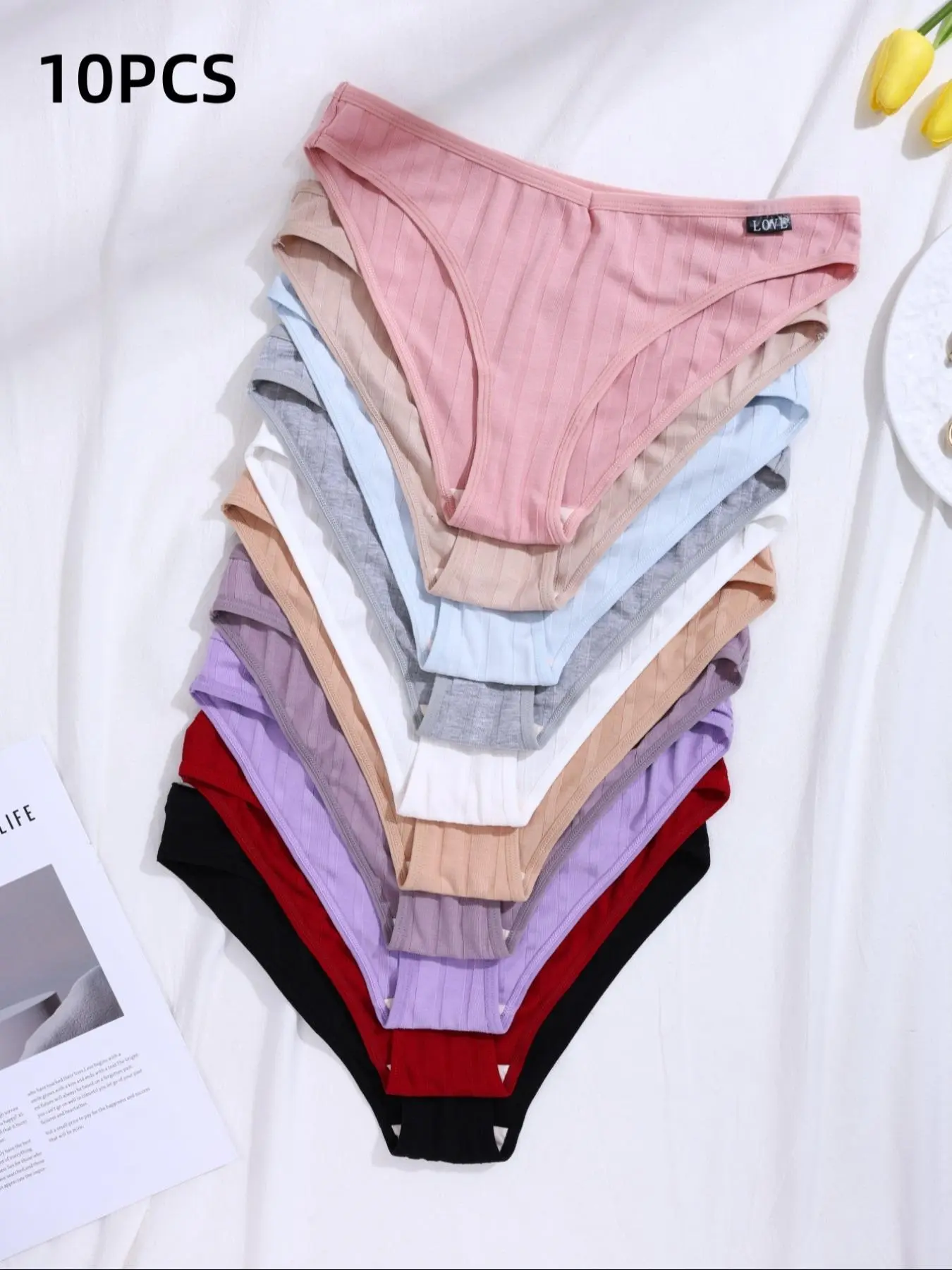 Women's Solid Color Panty, Soft Comfy Breathable Knicker for Daily Wear, Underwear for All Seasons