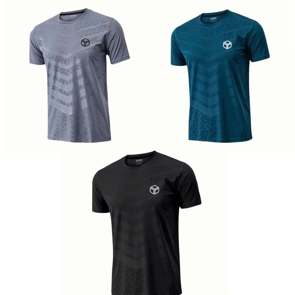 COMBO 3 Áo thun CỘC TAY nam dập vân chìm 3D co giãn 4 chiều logo hình hộp vải thun lạnh thoáng mát thấm hút mồ hôi nhanh khô , KHÔNG XÙ LÔNG