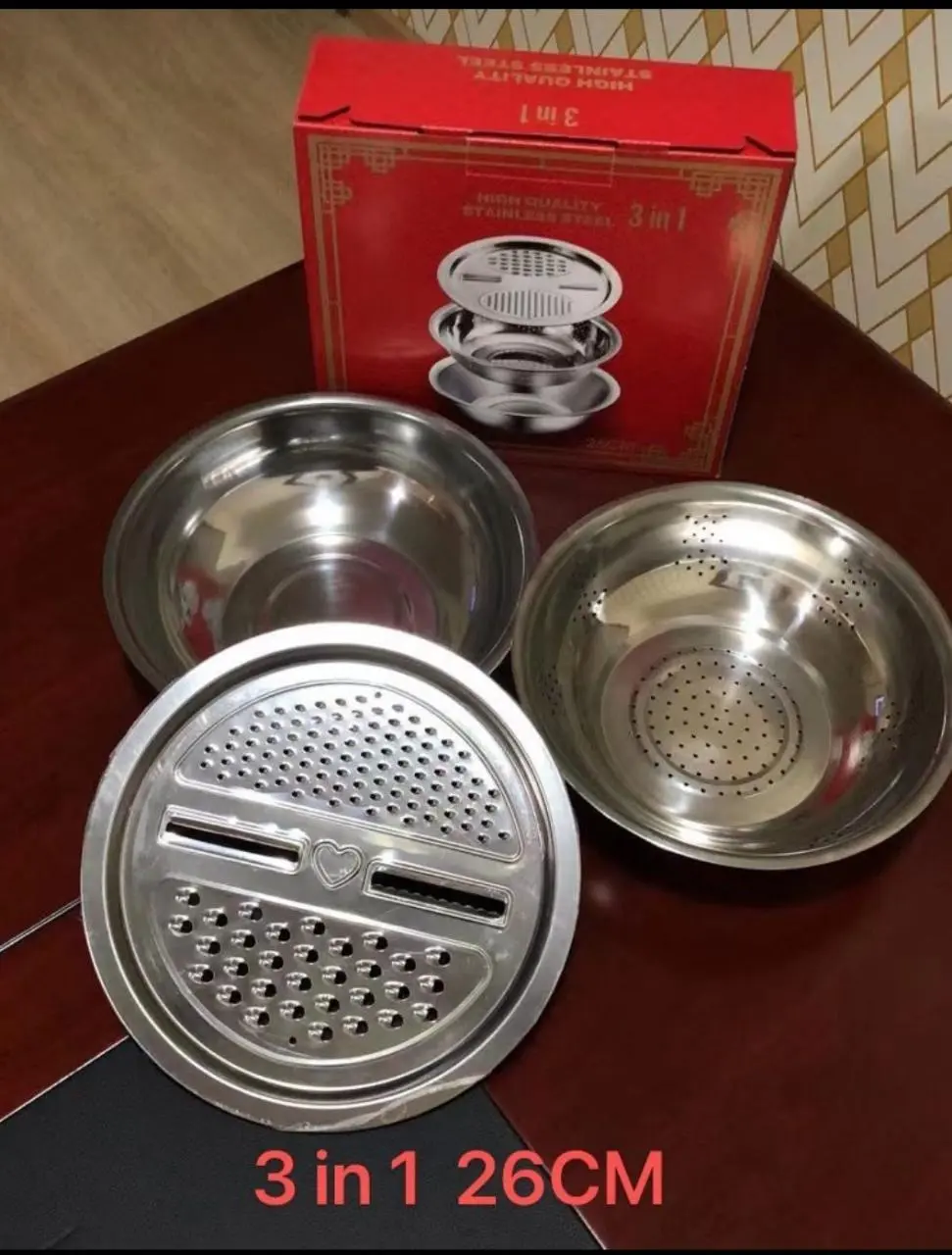 Baskom Parutan Stainless 3 in 1 / Parutan Sayur 3 in 1 stainless