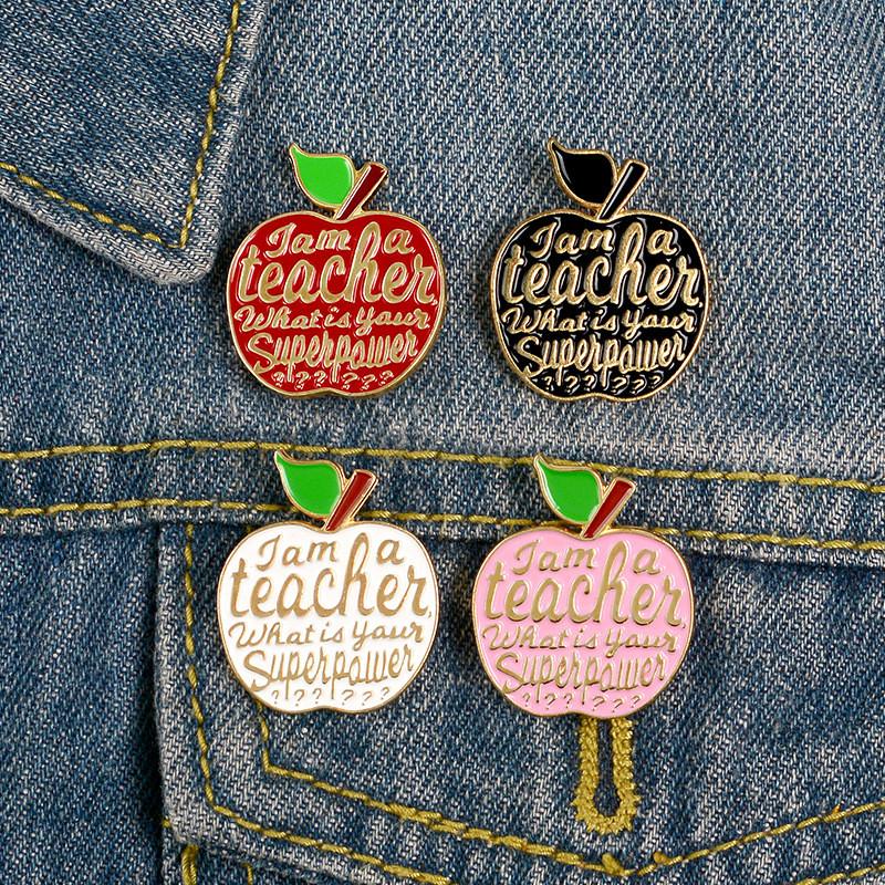 Product Introduction of Teacher's Day Gift Pin Cartoon Apple Meanning Healthy, Younth Brooch Metal Enamel Pin Fruit Badge Teacher Jewelry Gifts for Teachers Day 23