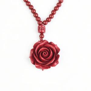 Loket Mawar Cinnabar, Pasir Emas Ungu, Kalung 108 Manik, Hadiah Tahun Zodiak, Loket Rantai Sweater Jewelry Charms