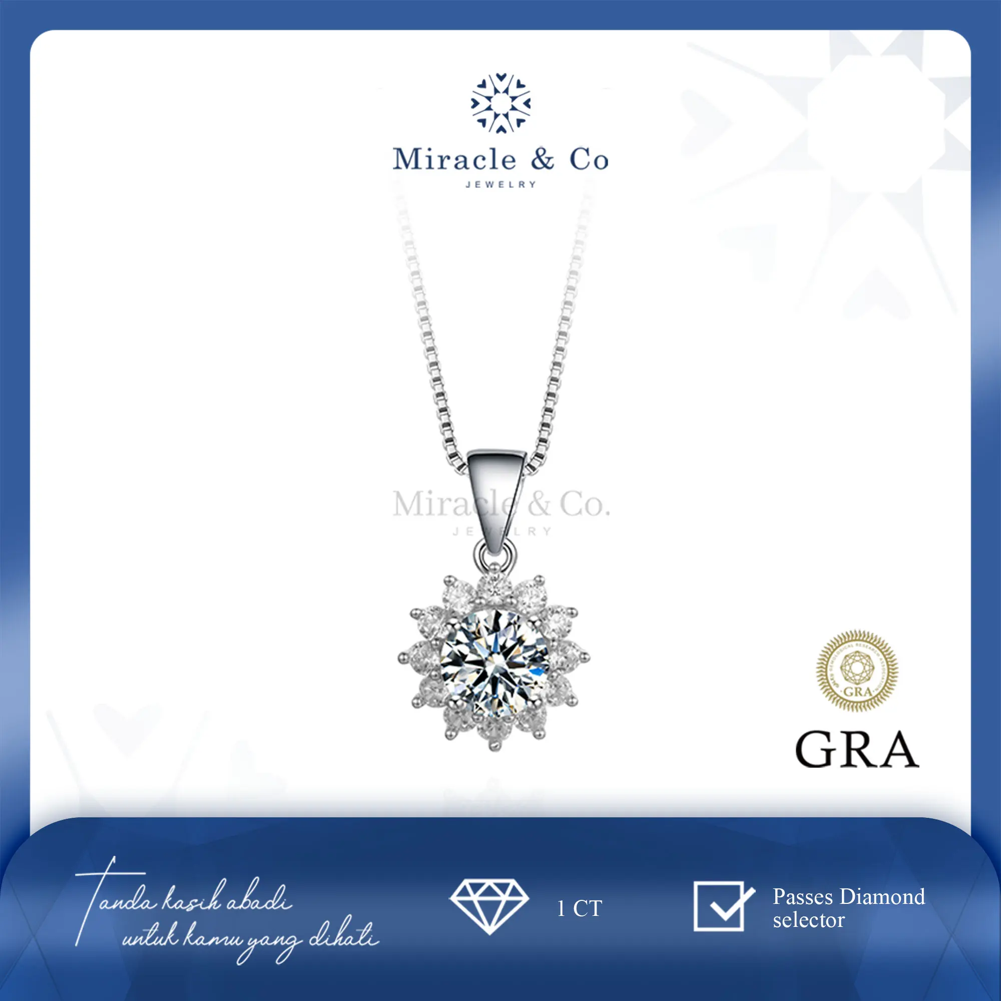 Kalung Sun Flower Moissanite Necklace S925