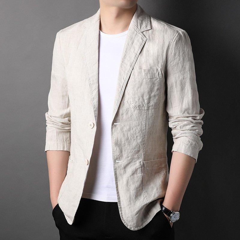 Áo khoác blazer nam chất liệu linen cao cấp, phong cách Hàn Quốc, thời trang nam 4 mùa Bz03