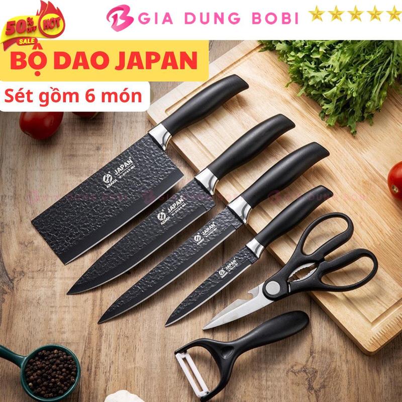 Bộ Dao Làm Bếp Nhật Bản 6 Món, Dao Bếp Sang Trọng, Thép Không Rỉ Siêu Bền Đẹp -Gia Dụng BoBi