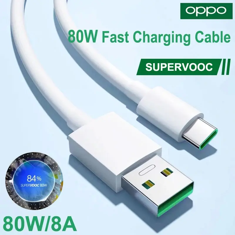 Bộ sạc nhanh dành cho OPPO, Cáp Supervooc Vooc 80W 65W, USB Type C, Tương thích với Oppo Find X6 X5 X3 Pro N2 N3 Flip Reno 10 9 8 6 Pro A98 A78 A57s Phụ Kiện 1