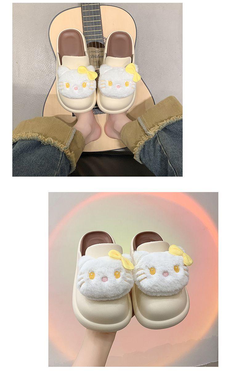 Product Introduction of Búp Bê Mèo Kitty Hoạt Hình, Thiết Kế Dễ Thương, Kiểu Dép Lười Nửa Ngón Chân, Dành Cho Nữ, Thích Hợp Cho Mùa Hè, Có Thể Mặc Ngoài Trời, Hàng Mới Về 2024, Dép Đế Chống Trượt 25