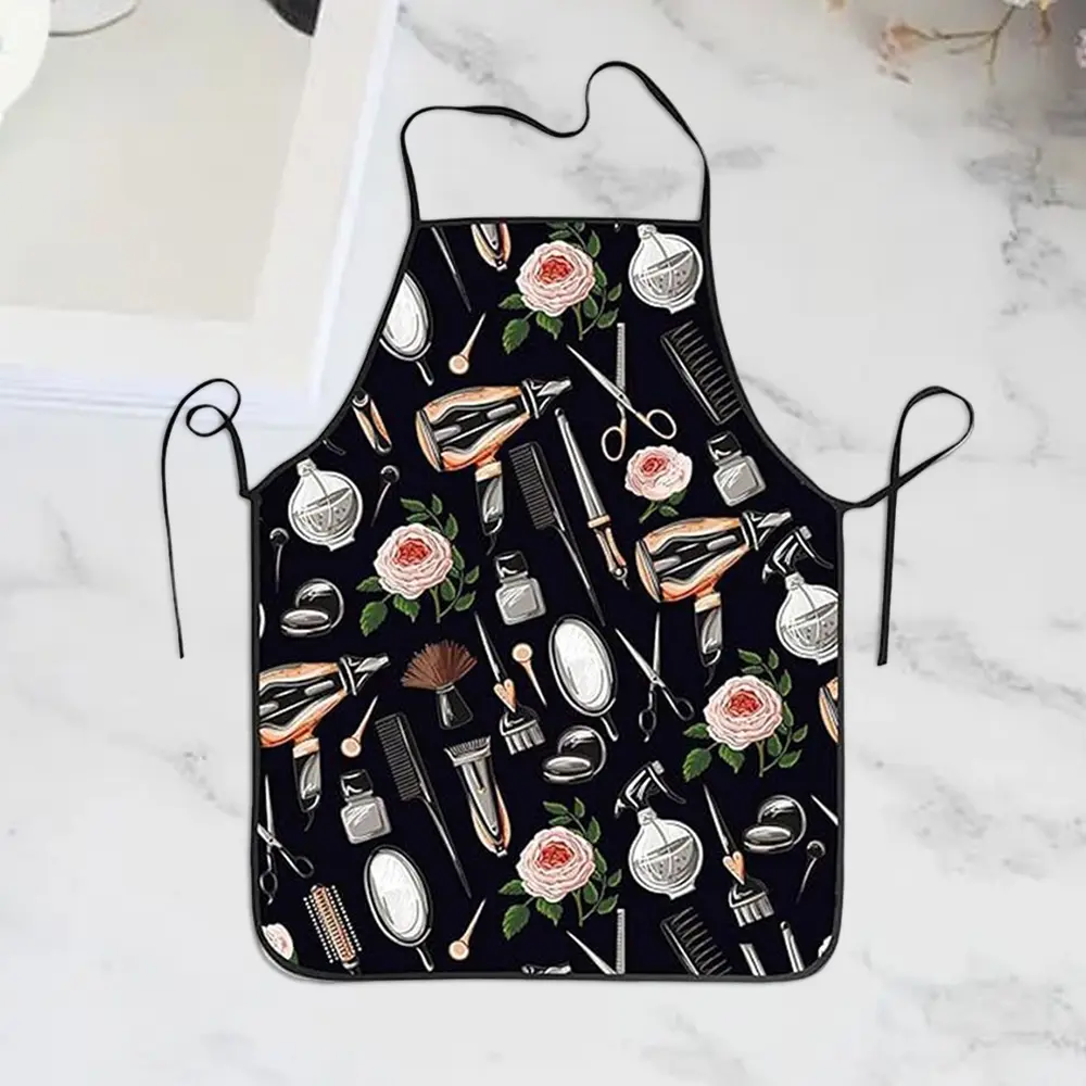 Fashion Barber Comb Pattern Apron Hairdresser Chef High Elasticity Breathable High Quality Waterproof Wear Resistant Apron