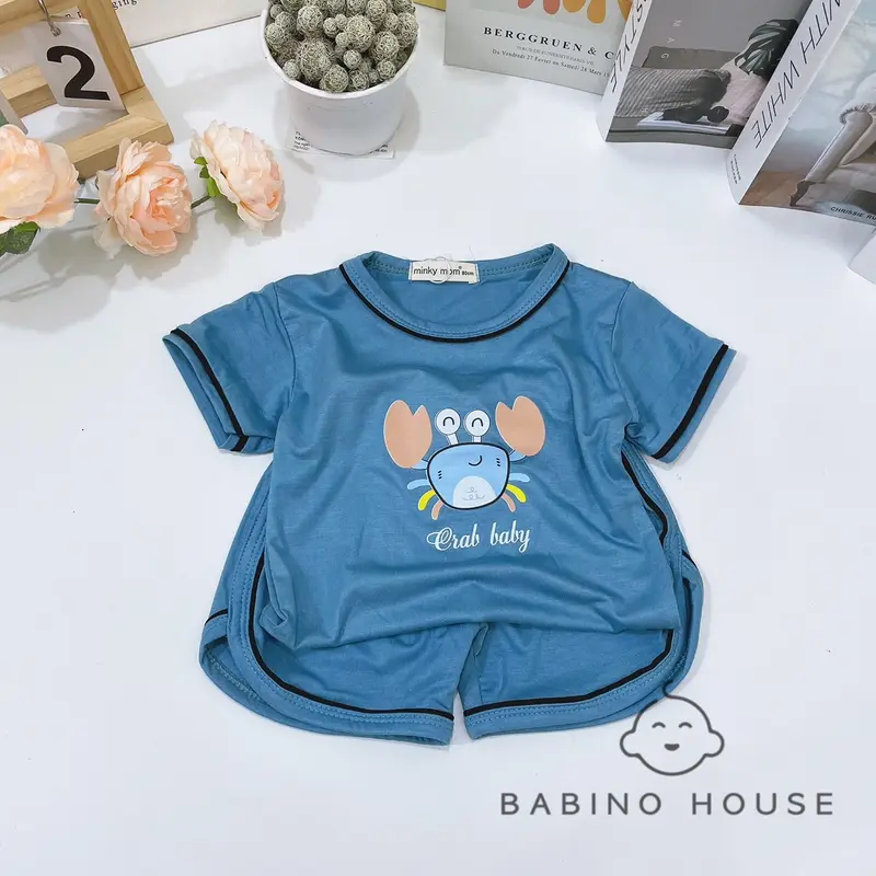 Bộ Cộc Tay Bé Trai, Bé Gái 8-18kg In Hình Cute Chất Vải Thun Lạnh Thoáng Mát | Bộ Quần Áo Mùa Hè Cho Bé (DB56) 2