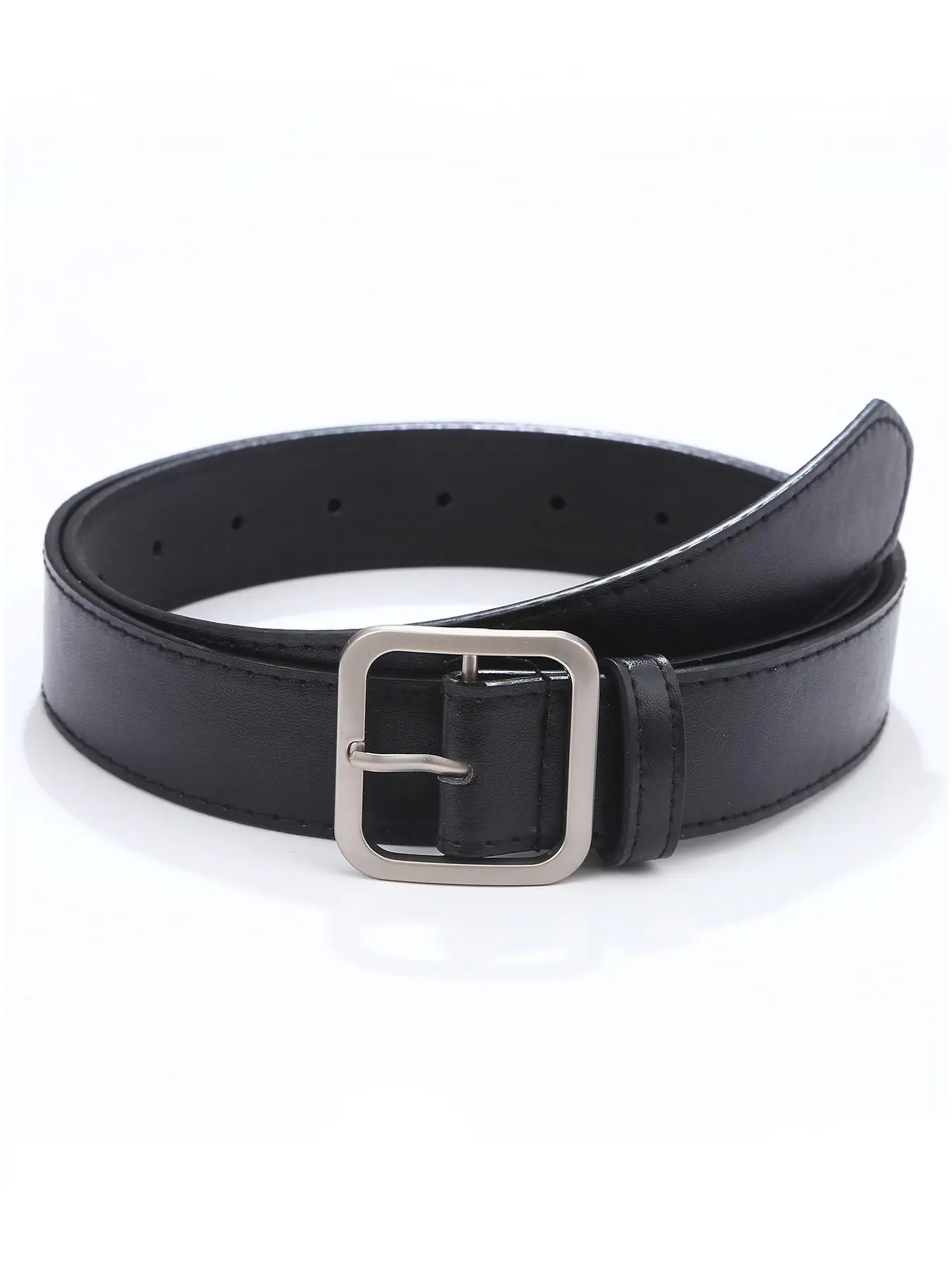 Men's Vintage Solid Color PU Leather Belt, Business Casual Waistband For Jeans Trousers, Fashion All-match Clothes Accessories