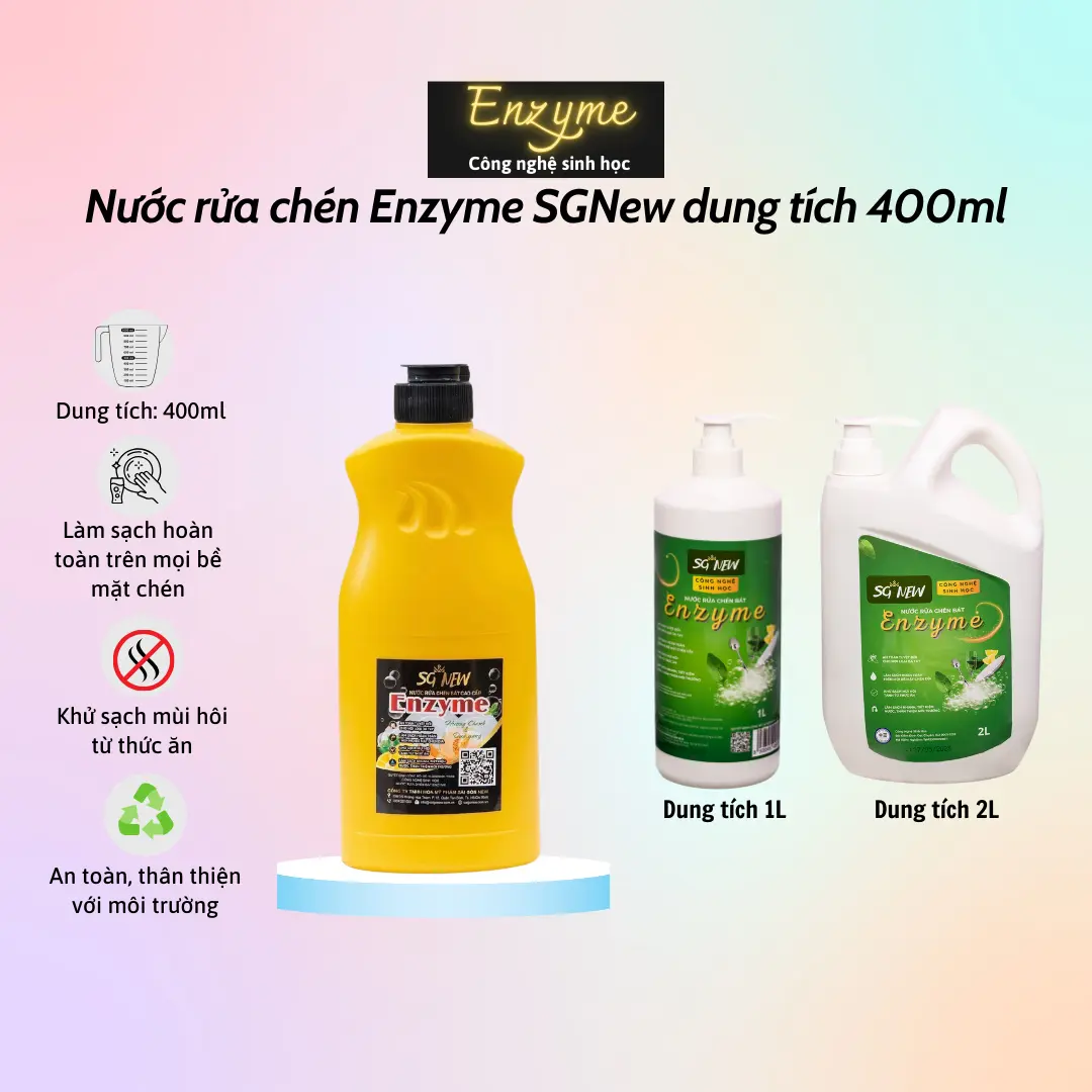 Nước rửa chén bát công nghệ sinh học Enzyme SGNEW - Hàng Chính Hãng Làm Sạch