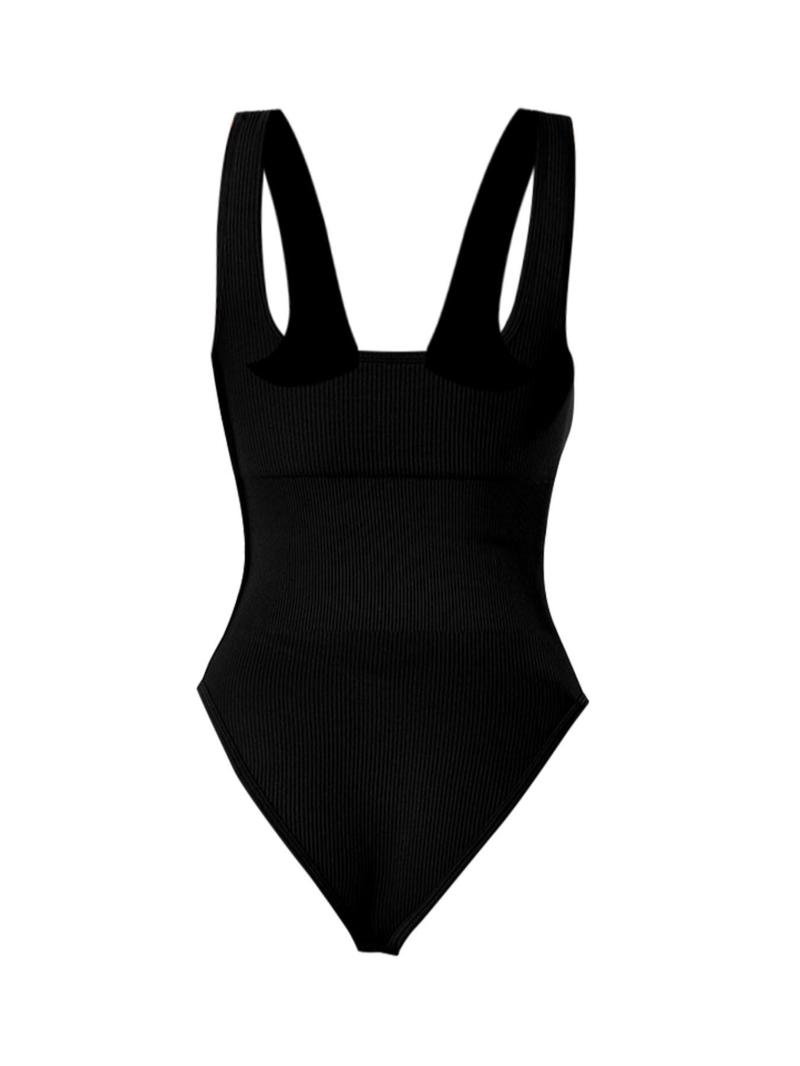 Product Introduction of YOZY Women's Solid U Neck Ribbed Seamless Bodysuit, Casual Sleeveless Bodysuit for Summer, Fashion Women's Clothing for Daily Wear 13