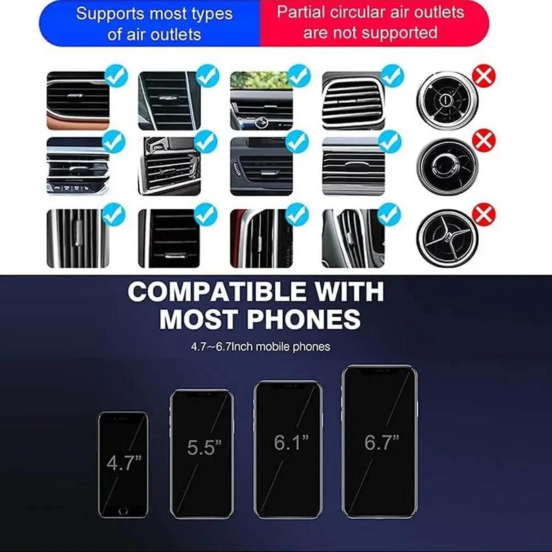 Car Phone Holder, 1 Count Wireless Charging Car Phone Holder Clip for Air Outlet, Rotatable Car Navigation Bracket for Smartphones, Car Accessories 8