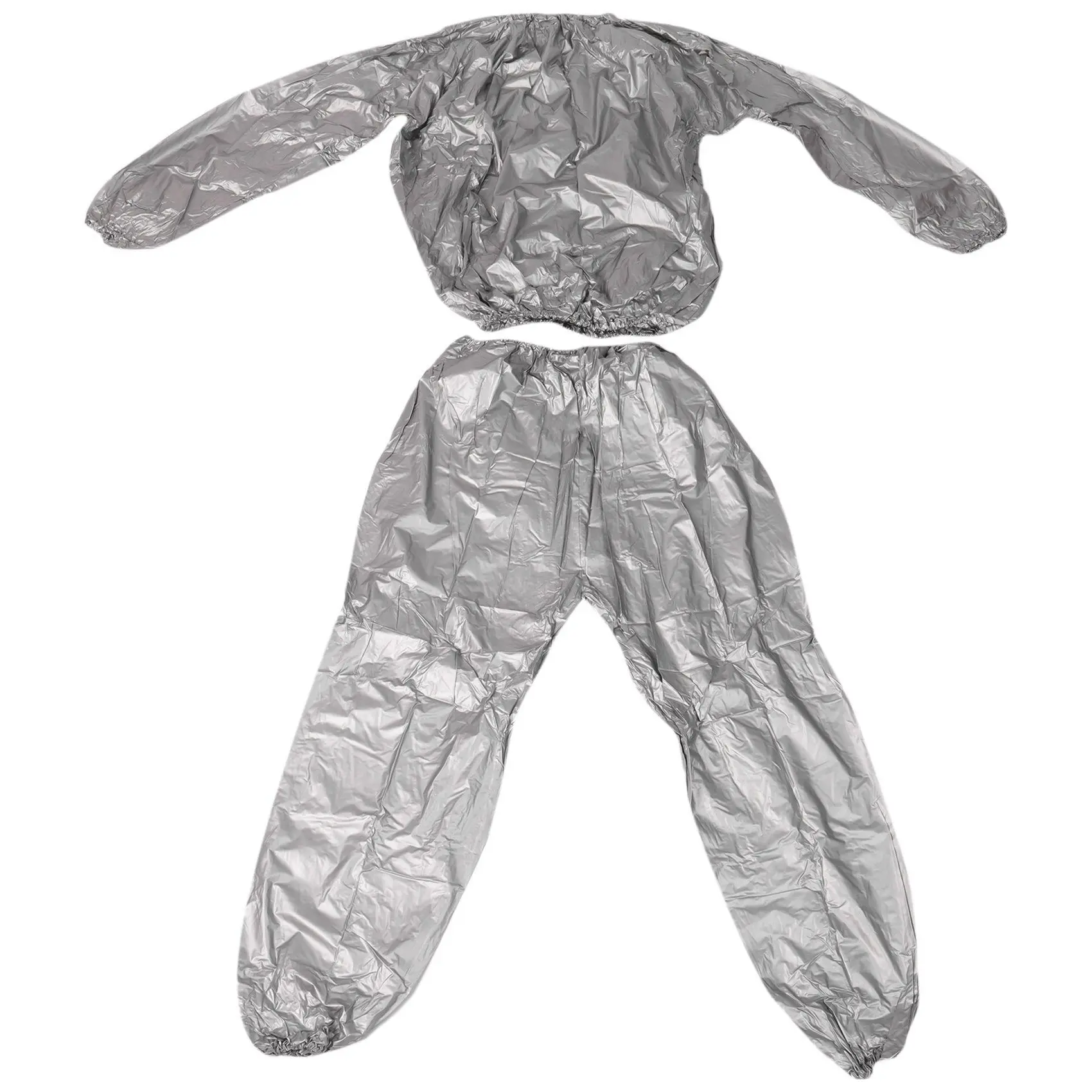 Heavy Duty Fitness Weight Loss Sweat Sauna Suit Exercise Gym Anti-Rip Silver XL SG