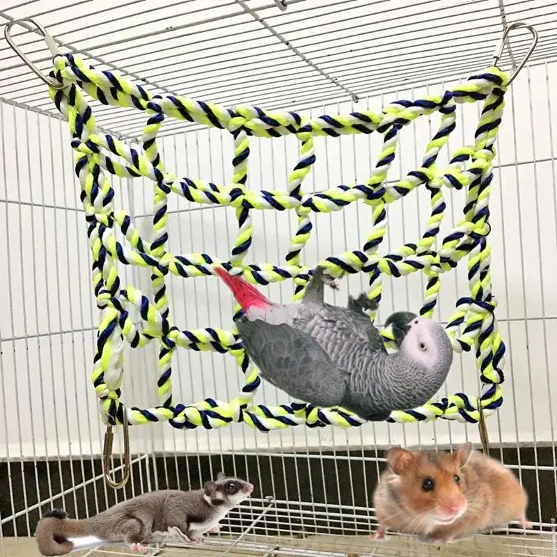 Pet Hammock Toy Hamster Squirrel Puppy Net Rope House Balcony Hammock Colorful Weave Climbing Net Parrot Bird Net