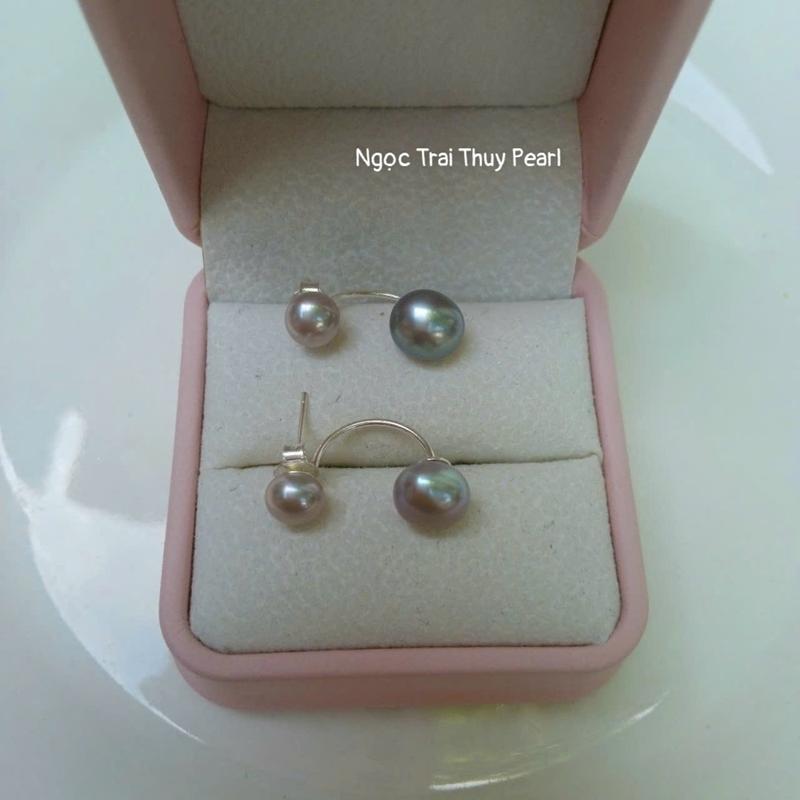 Product Introduction of Bông tai ngọc trai dáng treo size 7 -8mm dạng bán cầu  các màu đeo 2 kiểu 31