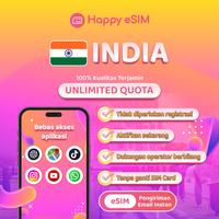 Gambar Happyesim eSIM India Unlimited Kuota Internet Instant Use | eSIM Travel India Kuota | eSIM India - Total 3GB, 3 HARI dari Happyesim Kota Tangerang 1 Tokopedia