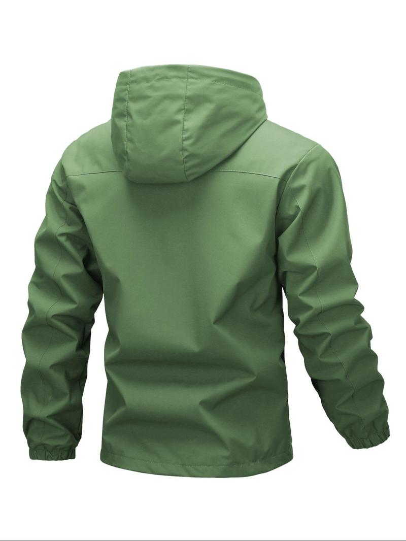 Product Introduction of Men's Solid Color Hooded Zip Up Jacket, Regular Fit Casual Windproof Waterproof Softshell Comfortable Versatile Sports Outdoor Jacket for Daily Wear, Fashionable Functional Jacket for Men, Coats 8