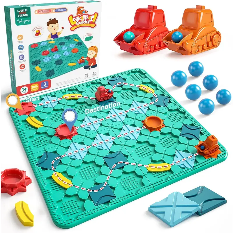 burgkidz Kids Toys STEM Board Games - Smart Logical Road Builder 56 x 56CM Big Board Maze Puzzle Games with Marbles For Multiplayer & Family, Educational Birthday Gifts for Boys Girls 4-8 Years 6