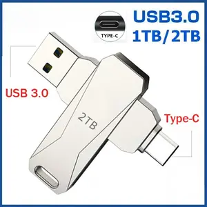 2TB 2in1 USB3.0 HP OTG TYPE-C Flashdisk 1TB/2TB Metal High Speed USB 3.0 Flash Drive USB Flash Disk dan PC/Laptop