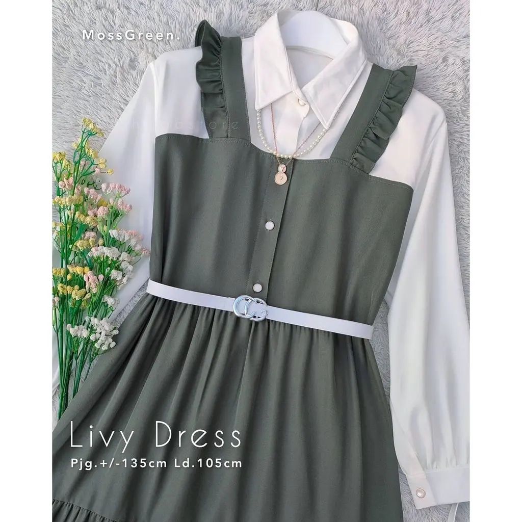 Baju Gamis Wanita Terbaru Livy Dress Gamis Remaja Kekinian Korean Style Busui FREE BELT ZHI