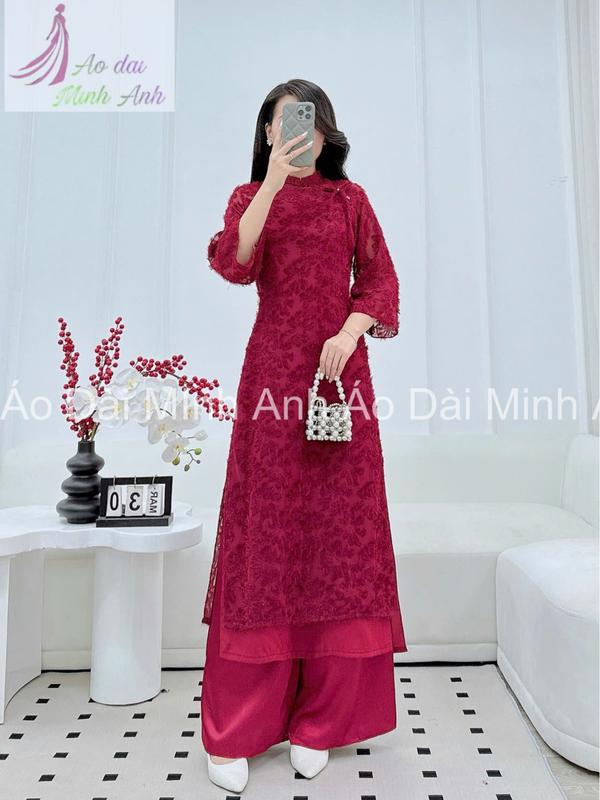 Áo Dài Dáng Xuông Rộng Lông Vũ - Áo Dài Minh Anh 0