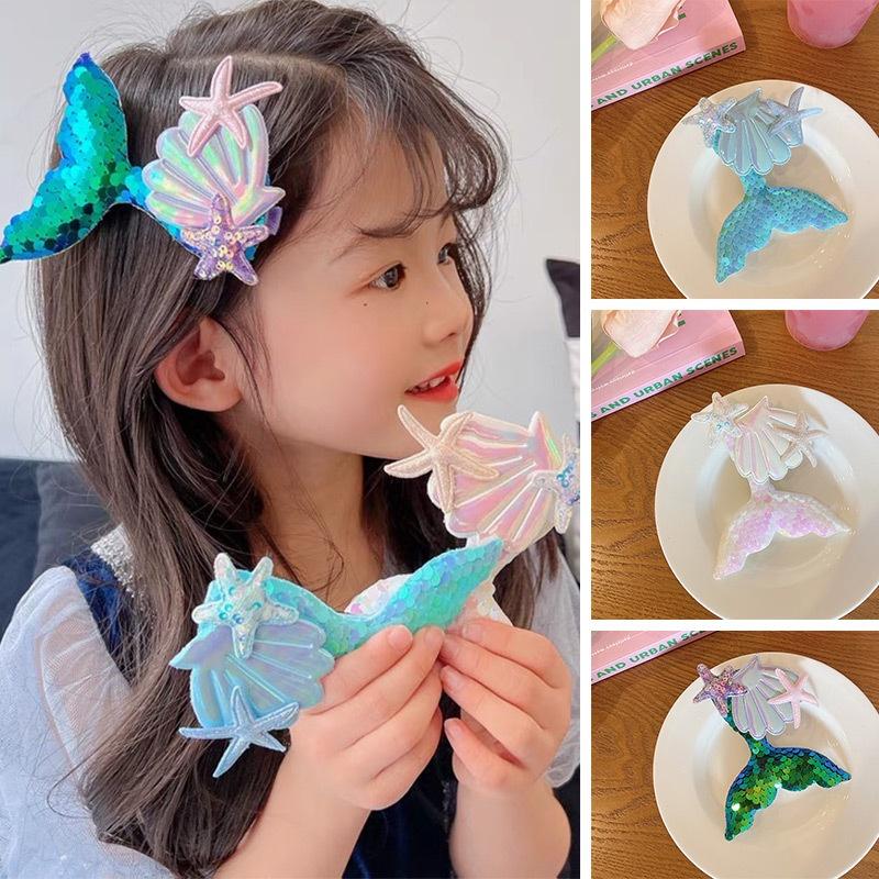 Kẹp Tóc Trẻ Em Nàng Tiên Cá Sequin Kẹp Bên Phong Cách Hàn Quốc Kẹp Mỏ Vịt Ngọt Ngào Kẹp Tóc Thời Trang Cho Bé Gái Cho Trẻ Em Phụ Kiện Tóc 6
