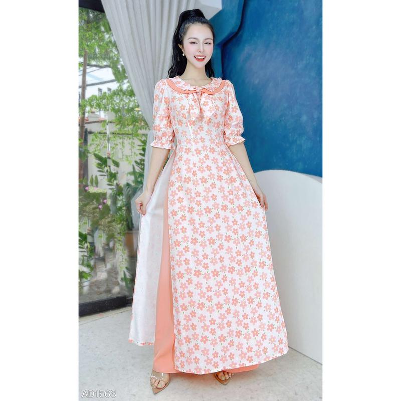 Áo dài truyền thống nữ kiểu cổ khăn quàng nữ sinh không kèm quần CHUU AD1563 2