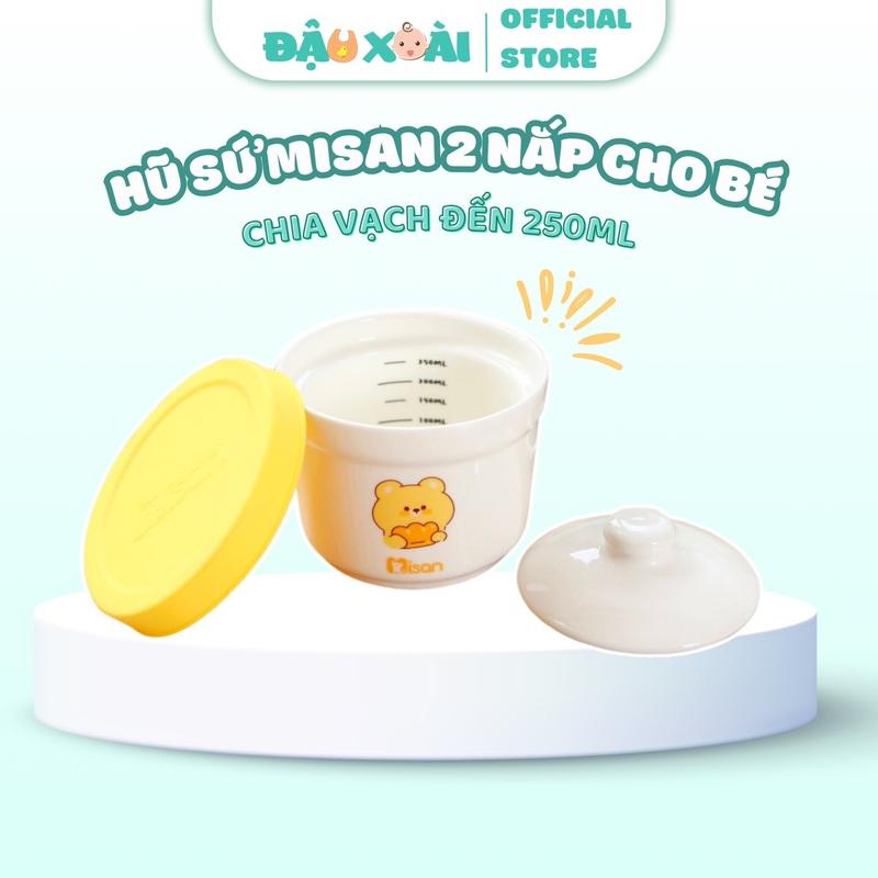 Hũ sứ MISAN 250ml 2 nắp thay đổi nắp sứ và nắp silicon ăn dặm Đựng Gia Vị Đựng Đồ Ăn
