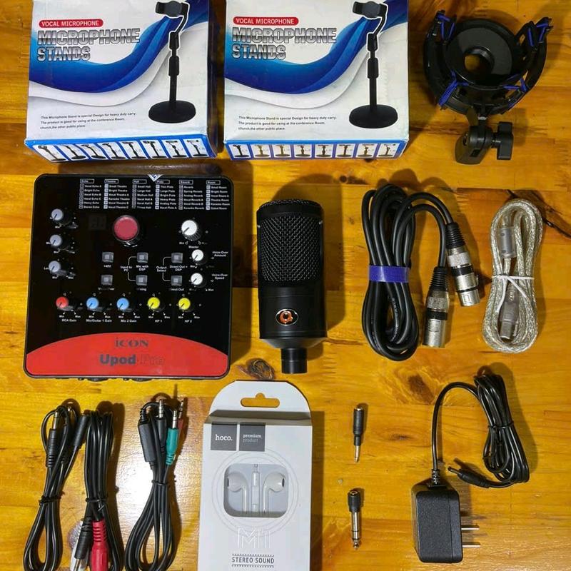 Bộ Micro Hát Thu Âm Livestream ICON UPOD PRO Và Micro 48V Aqta Q1 kèm kẹp mic,kẹp điện thoại, tai nghe