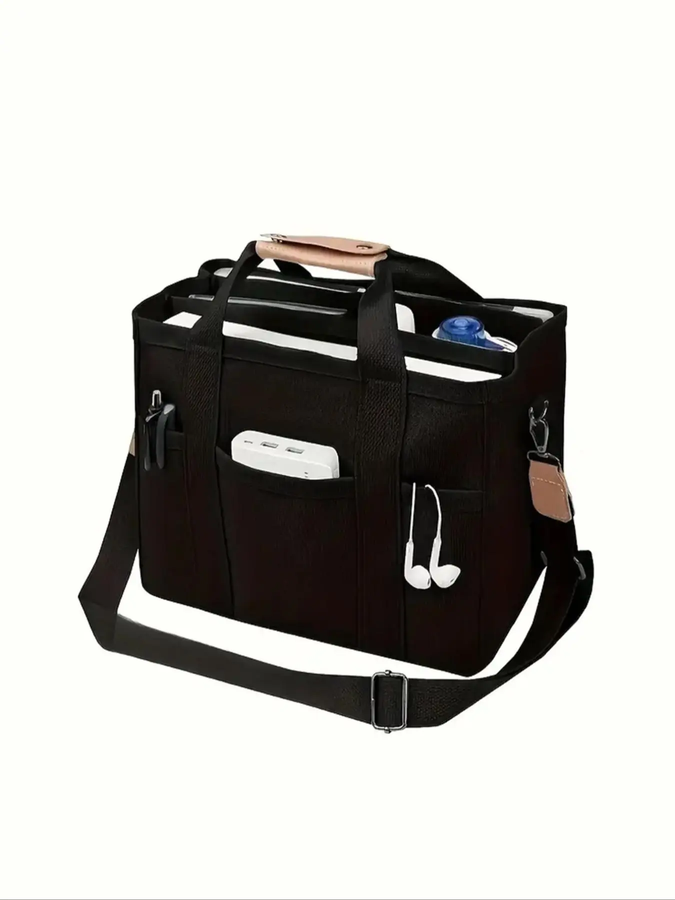Women's Solid Color Multi-pocket Tote Bag, Large Capacity Shoulder Bag for Daily Used, Casual Trendy Versatile High-quality Daily Commuting Bag, Girl Fashionable Crossbody Bag