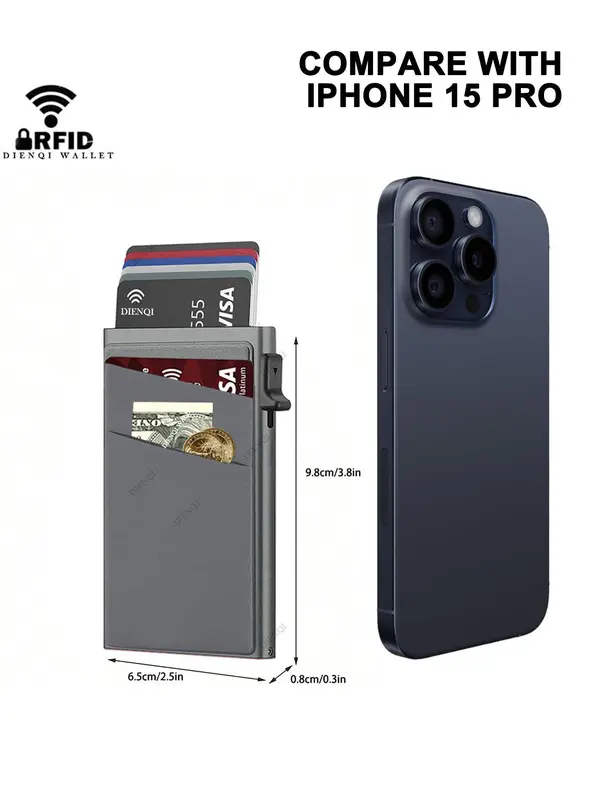 Minimalist Rfid Blocking Card Holder, Organizer Storage, Slim Thin Card Case with Automatic Pop-up Slot for Men, Money Clip & Lightweight Portable Card Holder, Card Organizer, Wallet for Men, Office Accessories 2