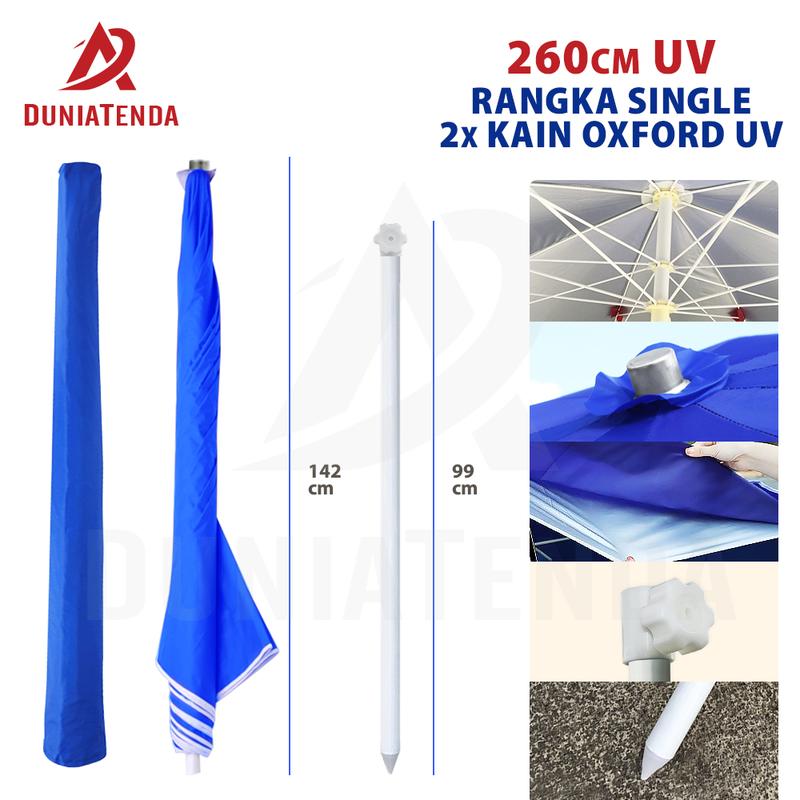 DT Payung Tenda Payung Jualan Payung Jumbo 260 cm Rangka Double Kain 2 Lapis Anti UV Anti Angin Payung Pantai Bazar 1
