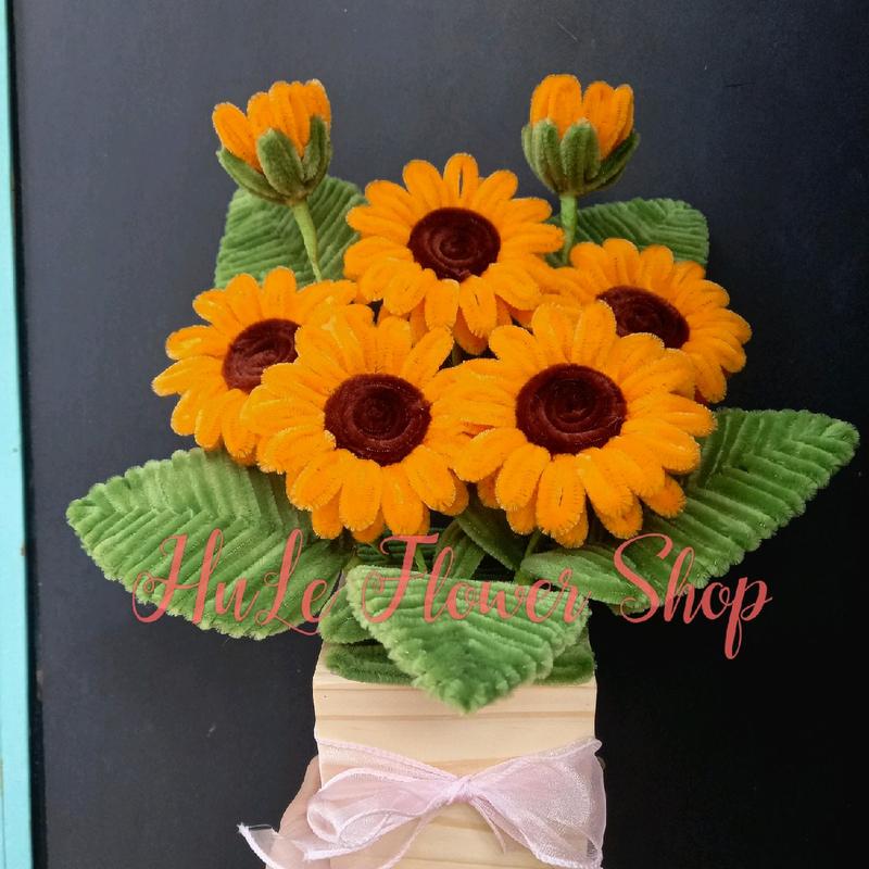 Chậu hoa hướng dương kẽm nhung để bàn size chậu 10 x 10 cm xinh xắn tươi sáng hule Decor Decor Phòng Decor Bàn