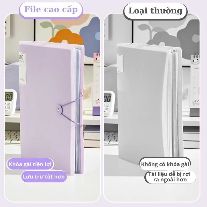 File đựng tài liệu A4 nhiều ngăn 40,60 lá, văn phòng phẩm, file lá đựng tài liệu văn phòng 4