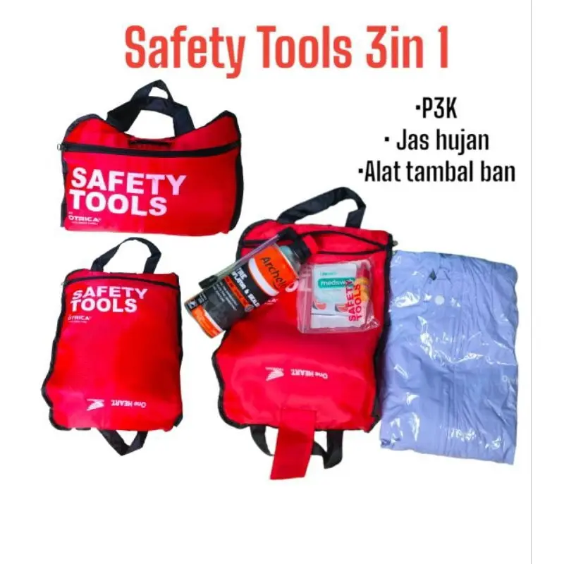 Safety Tools ISI 3 PAKET Jas Hujan P3K dan Penambah Angin Original Honda AHM 0