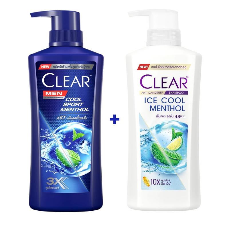 Combo 2 dầu Gội Clear Bạc Hà 370ml và Clear Men 360ml Thái Lan
