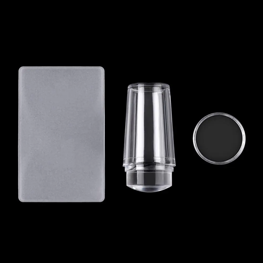 Nail Art Silicone Seal, Fully Transparent Scraper With Cover, Transparent Handle, Silicone Offset Stamp Head
