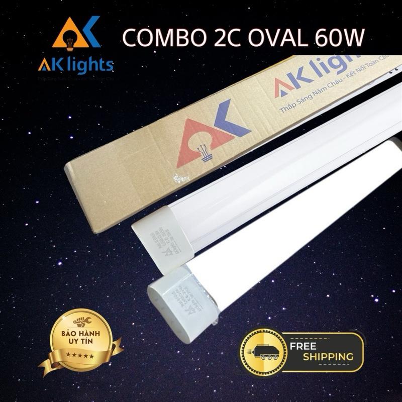 Combo 2 Đèn tuýp led Oval 60w - Thương hiệu AKlights uy tín/ bóng tuýp 1,2m/ đèn led 1m2