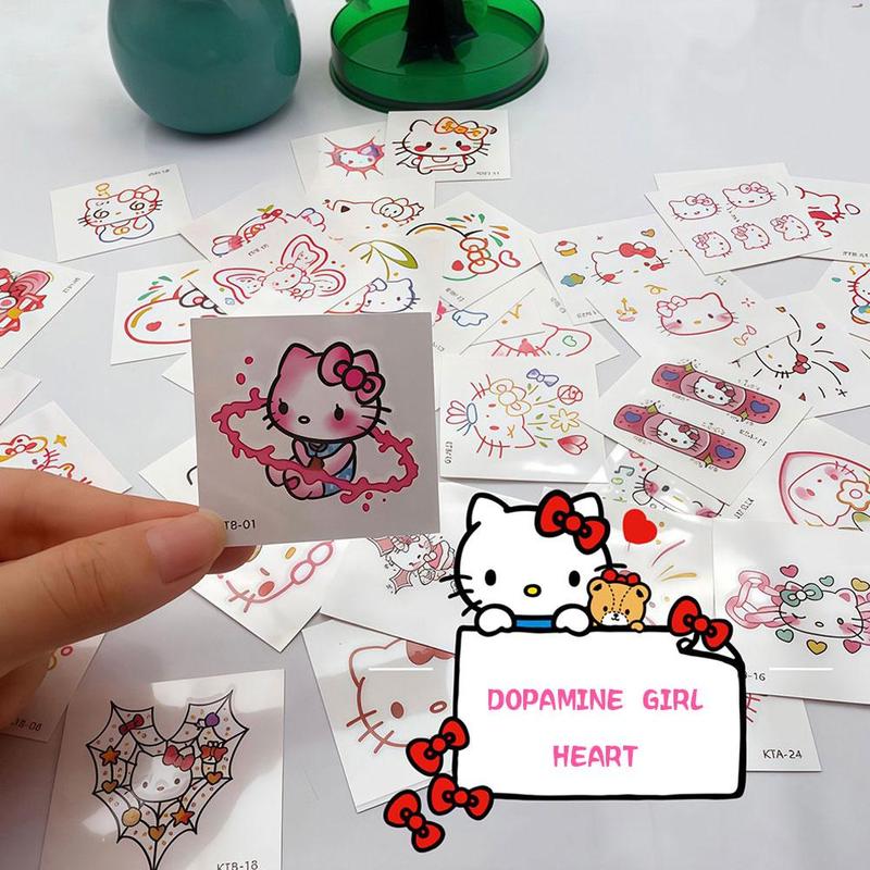 Hình Xăm Dán Hello Kitty, 25 Cái / Tờ, Thiết Kế Hoạt Hình Dễ Thương, Lâu Trôi, Không Thấm Nước, Hình Xăm Dán Dài, J8D4 2