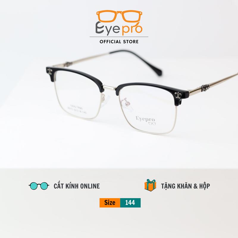 Gọng kính cận nam nữ hợp kim TiTan dáng CLUBMASTER, dùng lắp mắt cận hoặc 0 độ L9372