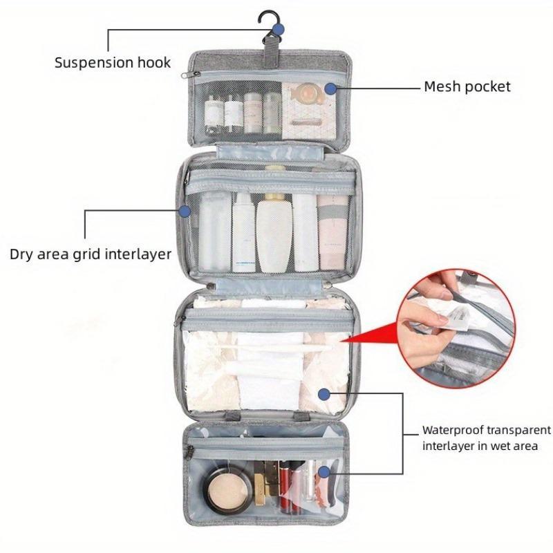 Outdoor Travel Foldable Toiletries Storage Bag, 4 Fold Toiletry Bag with Hook, Foldable Travel Hanging Toiletry Bag, Dry Wet Separation Bag for Camping, Travel, Sports, The Perfect Christmas Gift 2