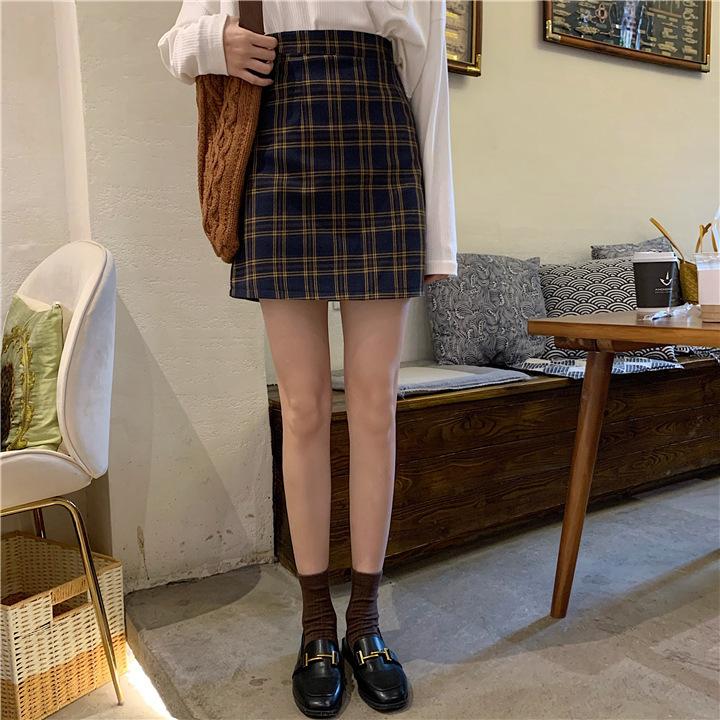 Product Introduction of Season Plaid Skirt Women's High Waist Trendy Women's Students' Skirt Package Hip Skirt 13