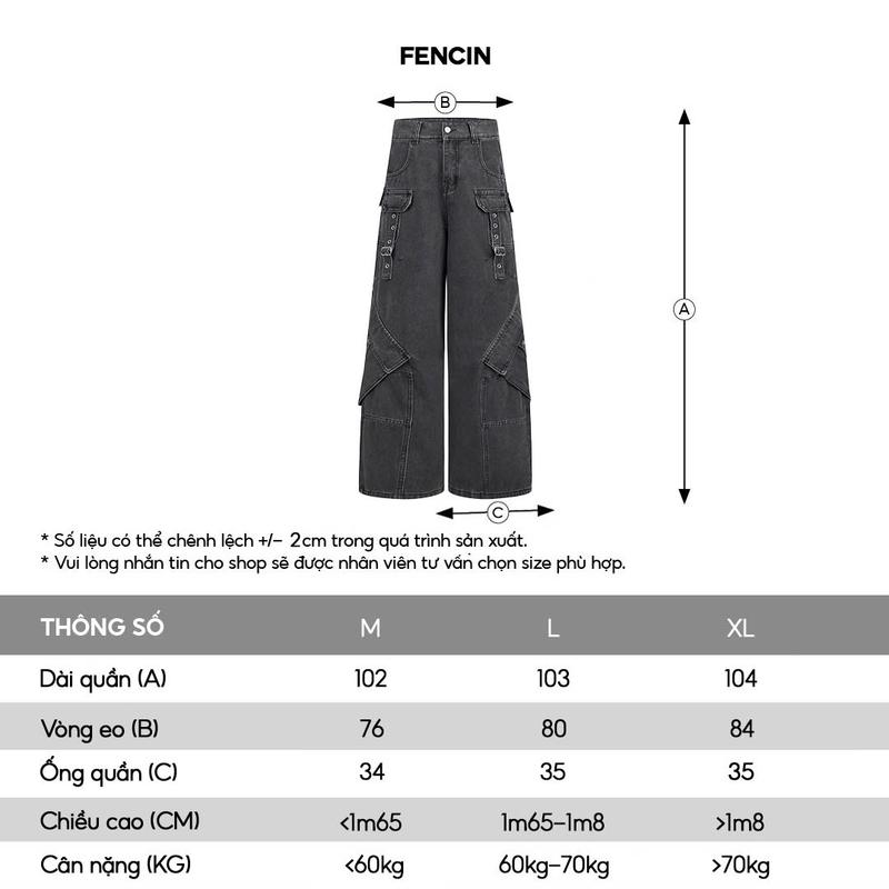 Quần jeans unisex local brand HUGU -FENCIN - chất liệu denim, form rộng, wash túi hộp, nút kim loại  Menswear Pants Có Túi quanjean nam Ong 7