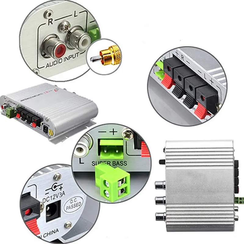 Bộ khuếch đại tăng cường loa siêu trầm, Juanoery HiFi MP3 Radio, cho âm thanh nổi trong xe hơi và gia đình, với loa siêu trầm 4