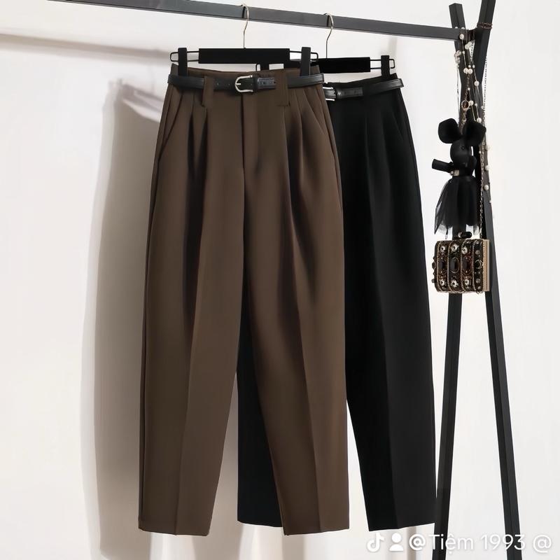 (Mua 2 quần tặng 1 dây lưng) Quần Baggi Nữ Gold Hàn Mềm Mịn Dài 87-90cm 38 Pants Kem - Chất Liệu Cao Cấp - Nhung, Women