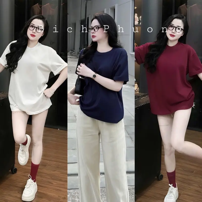 Áo Phông cotton 4C mịn mát - TRƠN fom rộng + fom vừa kèm tang tay