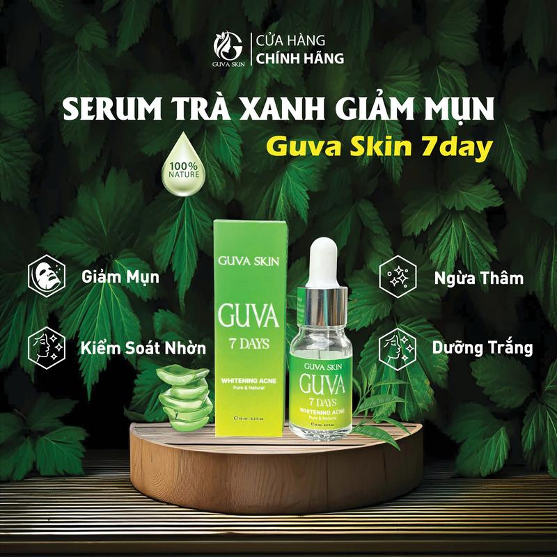 Serum Trà Xanh Nha Đam Guva 7 DAYS - Hỗ Trợ Giảm Mụn Mờ Thâm Dưỡng trắng 10ml